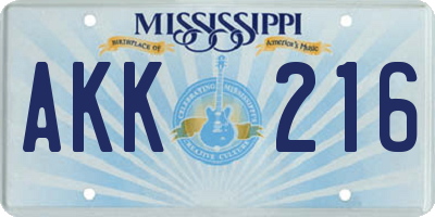 MS license plate AKK216