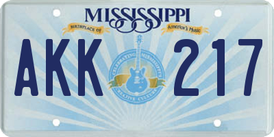 MS license plate AKK217
