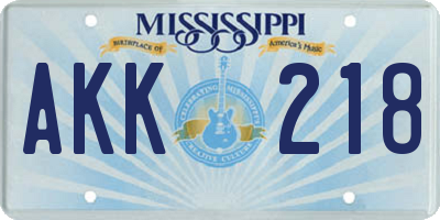 MS license plate AKK218