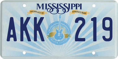 MS license plate AKK219
