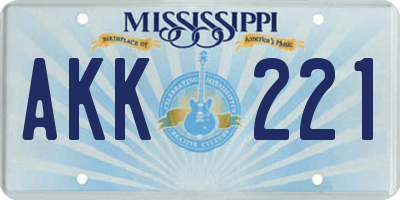 MS license plate AKK221
