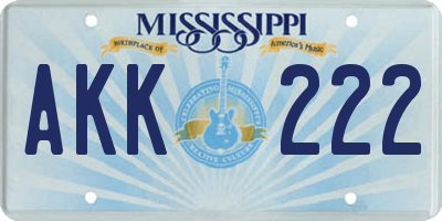 MS license plate AKK222