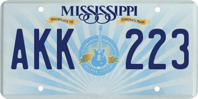 MS license plate AKK223