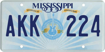 MS license plate AKK224