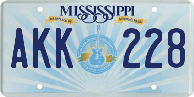 MS license plate AKK228