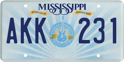 MS license plate AKK231