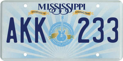 MS license plate AKK233