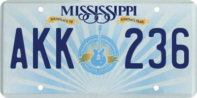 MS license plate AKK236