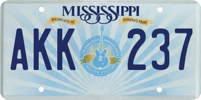 MS license plate AKK237