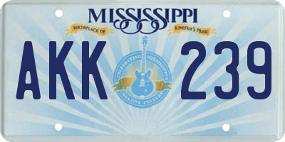 MS license plate AKK239
