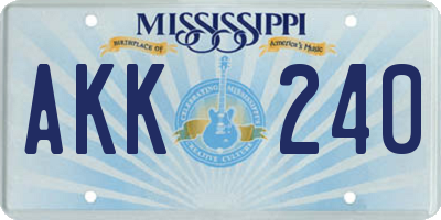 MS license plate AKK240