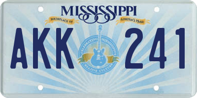 MS license plate AKK241