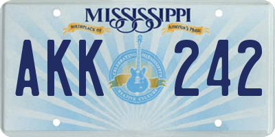 MS license plate AKK242