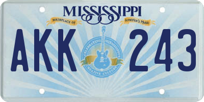 MS license plate AKK243
