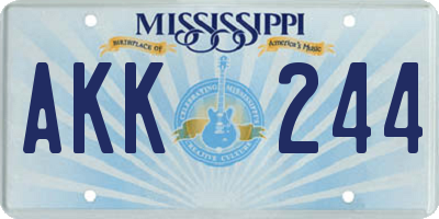 MS license plate AKK244