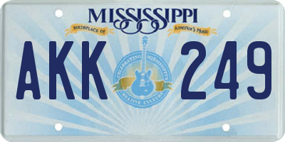 MS license plate AKK249