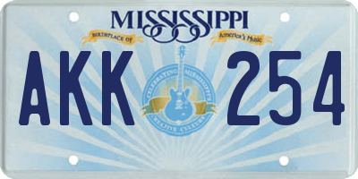 MS license plate AKK254