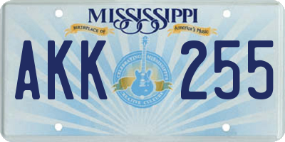 MS license plate AKK255