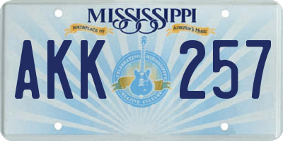 MS license plate AKK257