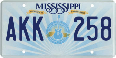 MS license plate AKK258