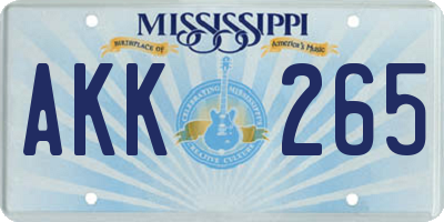 MS license plate AKK265