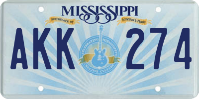 MS license plate AKK274
