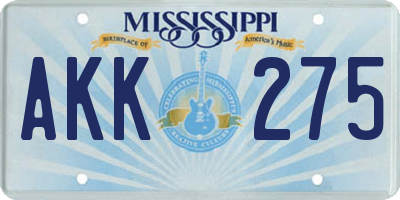 MS license plate AKK275