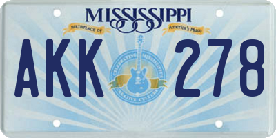 MS license plate AKK278