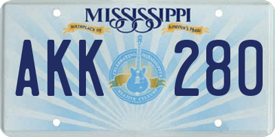 MS license plate AKK280