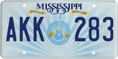MS license plate AKK283