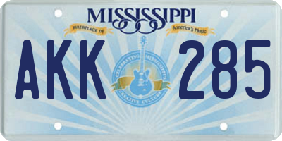 MS license plate AKK285