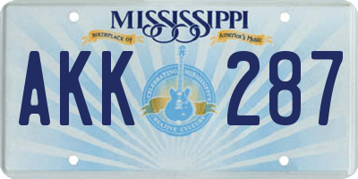 MS license plate AKK287