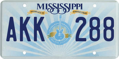 MS license plate AKK288