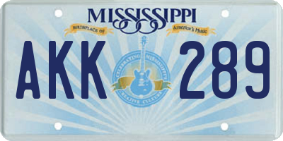 MS license plate AKK289