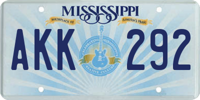 MS license plate AKK292