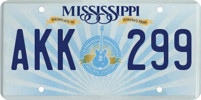 MS license plate AKK299