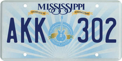 MS license plate AKK302