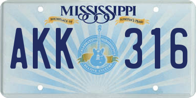 MS license plate AKK316