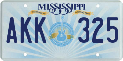 MS license plate AKK325