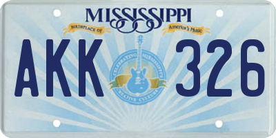 MS license plate AKK326