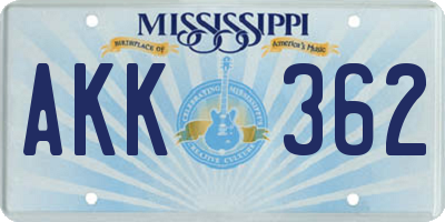 MS license plate AKK362