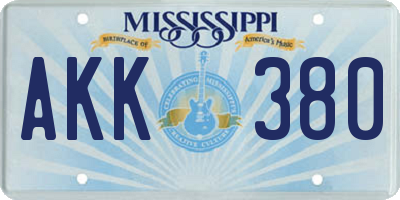 MS license plate AKK380
