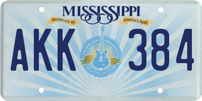 MS license plate AKK384