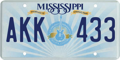 MS license plate AKK433