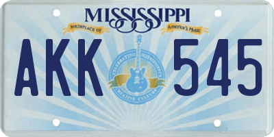 MS license plate AKK545