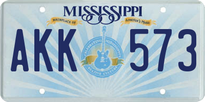 MS license plate AKK573