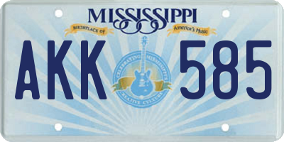 MS license plate AKK585