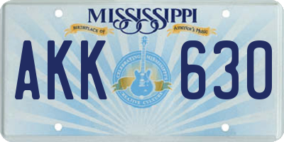 MS license plate AKK630