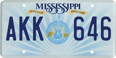 MS license plate AKK646