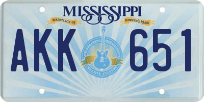 MS license plate AKK651